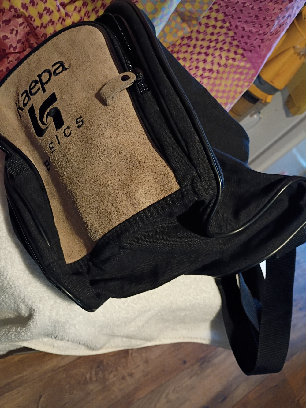 Vaepa Suede-Trim Mini Shoulder Bag in Tan and Black